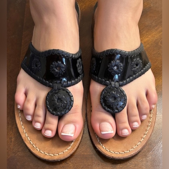 Jack Rogers Shoes - Jack Roger ‘Original Jacks’ Black Patent Leather Sandal